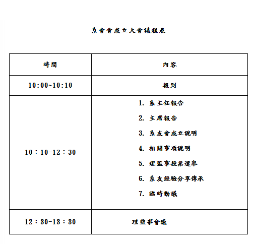 敬邀系友回娘家，6/15(六)上午10:00 假S405教室，召開系友成立大會圖片